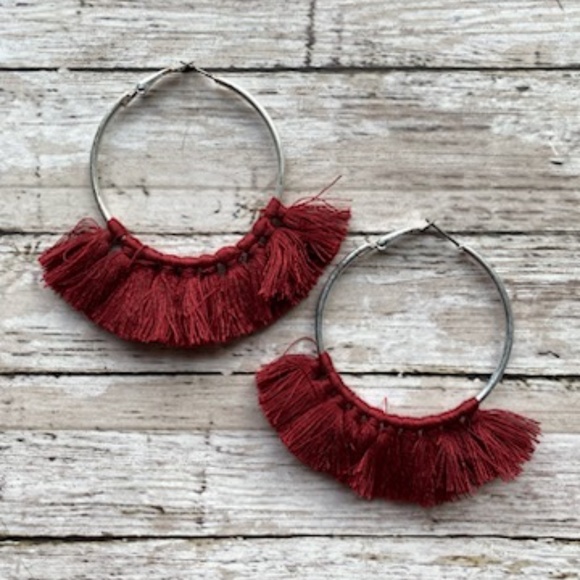 Fringed Hoop Earrings - Picture 3 of 3